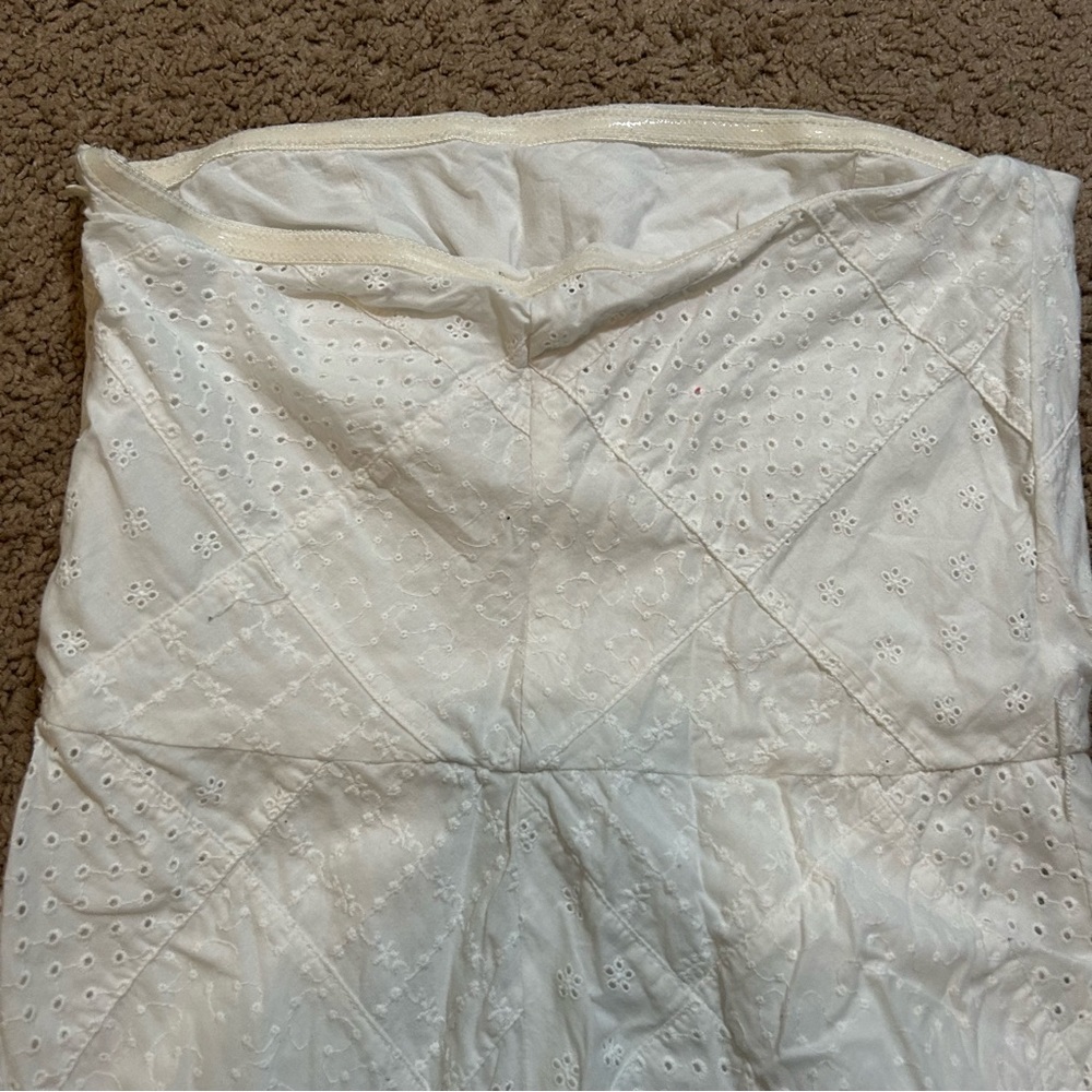 American Eagle White Patchwork Strapless Midi Dre… - image 6